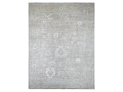 Brown 9'0" x 11'8" Oushak And Peshawar Hand knotted Wool Rug - Sku: O022703