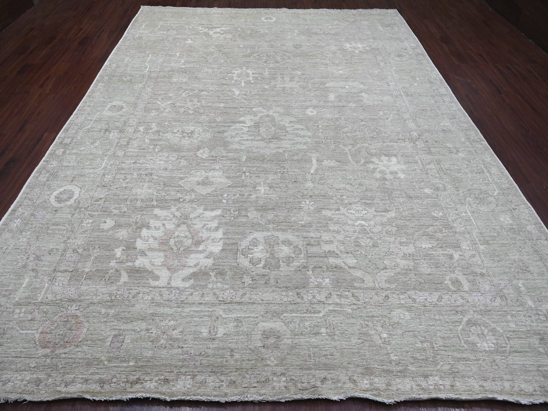 Brown 9'0" x 11'8" Oushak And Peshawar Hand knotted Wool Rug - Sku: O022703
