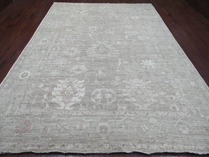 Brown 9'0" x 11'8" Oushak And Peshawar Hand knotted Wool Rug - Sku: O022703