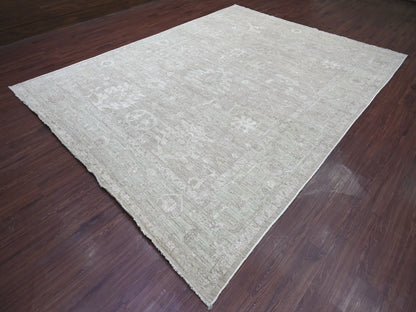 Brown 9'0" x 11'8" Oushak And Peshawar Hand knotted Wool Rug - Sku: O022703