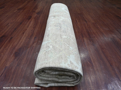 Brown 9'0" x 11'8" Oushak And Peshawar Hand knotted Wool Rug - Sku: O022703