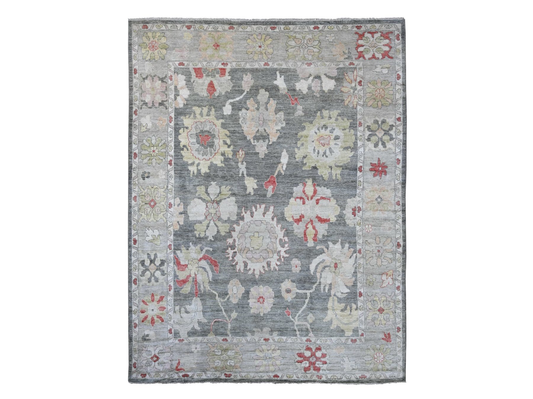 Oushak Oushak hand-knotted wool rug in Gray & Light Gray, 9'1" x 11'11" — SKU O022704