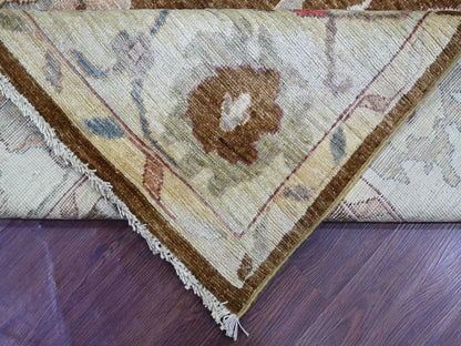 Brown 8'1" x 9'8" Oushak And Peshawar Hand knotted Wool Rug - Sku: O022706