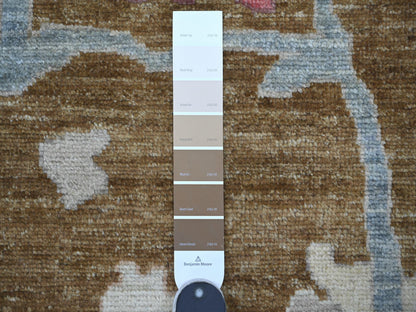 Brown 8'1" x 9'8" Oushak And Peshawar Hand knotted Wool Rug - Sku: O022706