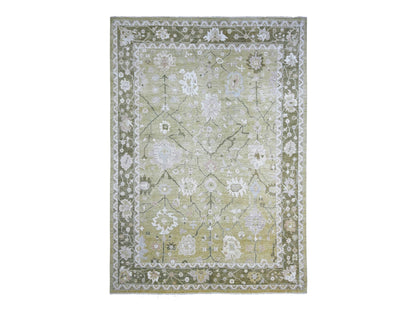 Green 10'0" x 13'6" Oushak And Peshawar Hand knotted Wool Rug - Sku: O022707