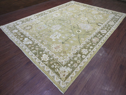 Green 10'0" x 13'6" Oushak And Peshawar Hand knotted Wool Rug - Sku: O022707
