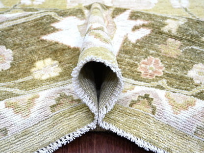Green 10'0" x 13'6" Oushak And Peshawar Hand knotted Wool Rug - Sku: O022707
