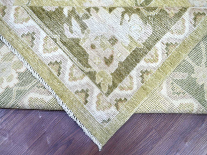 Green 10'0" x 13'6" Oushak And Peshawar Hand knotted Wool Rug - Sku: O022707