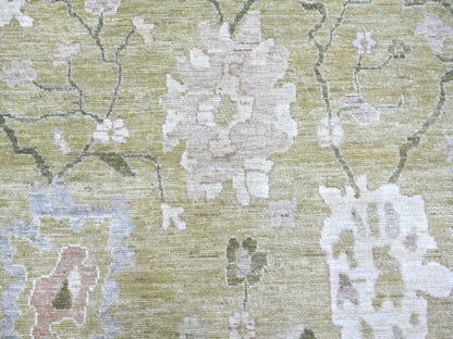 Green 10'0" x 13'6" Oushak And Peshawar Hand knotted Wool Rug - Sku: O022707