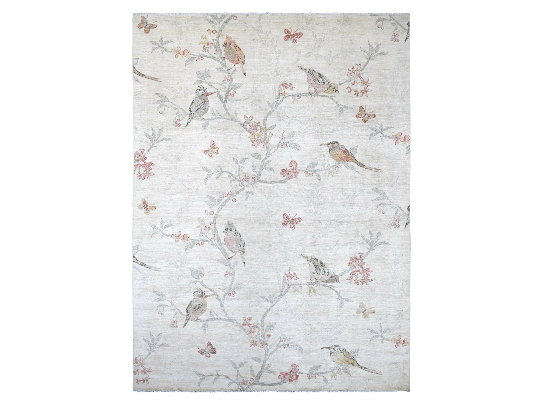 Ivory 9'11" x 13'4" Modern and Contemporary Hand knotted Wool Rug - Sku: O022709