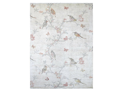 Ivory 9'11" x 13'4" Modern and Contemporary Hand knotted Wool Rug - Sku: O022709