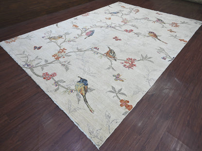 Peshawar Modern / Contemporary hand-knotted wool rug in Ivory, 9'11" x 14'1" — SKU O022712 (view 3)