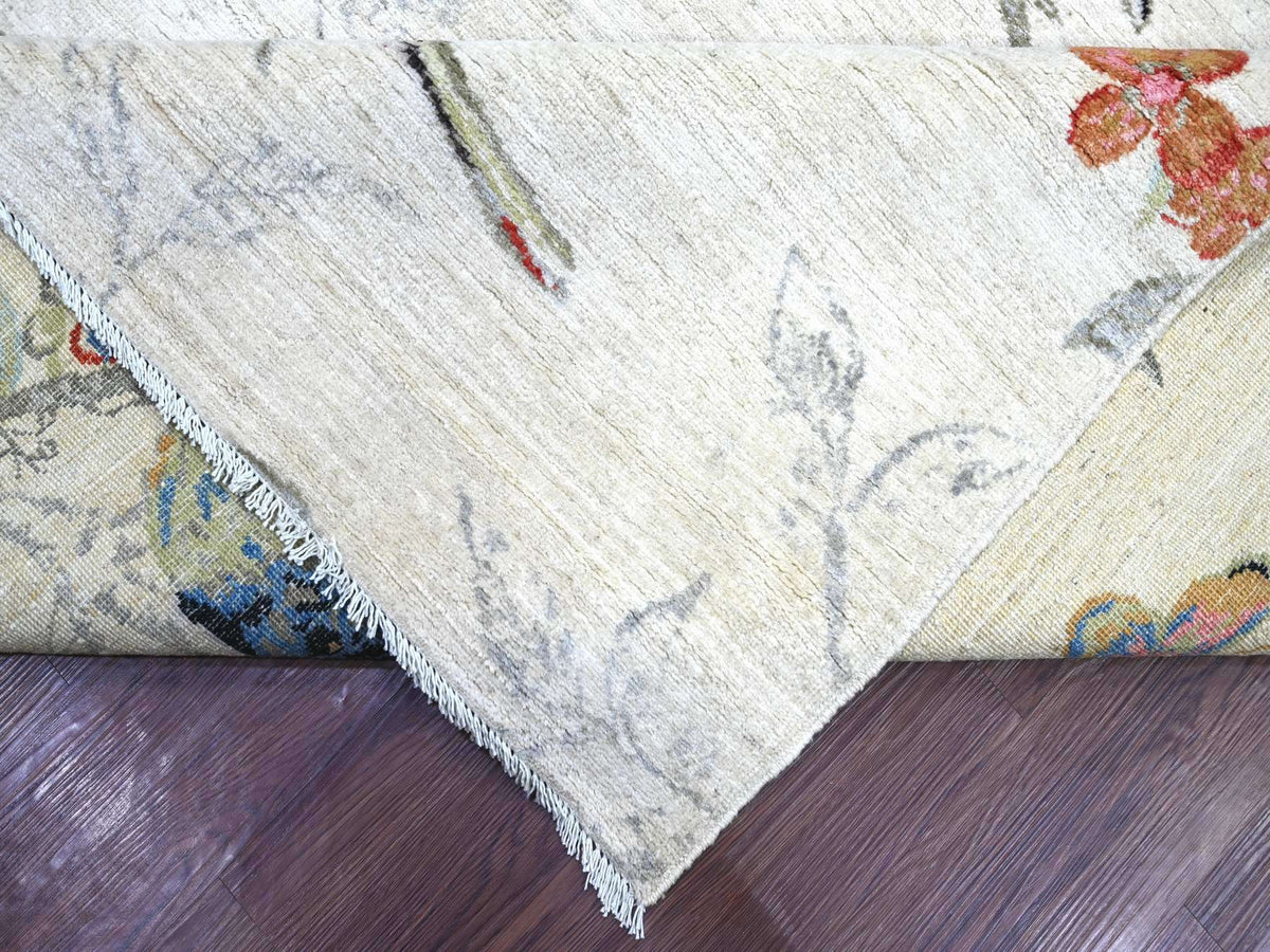 Peshawar Modern / Contemporary hand-knotted wool rug in Ivory, 9'11" x 14'1" — SKU O022712 (view 6)