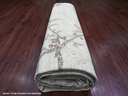 Peshawar Modern / Contemporary hand-knotted wool rug in Ivory, 9'11" x 14'1" — SKU O022712 (view 9)