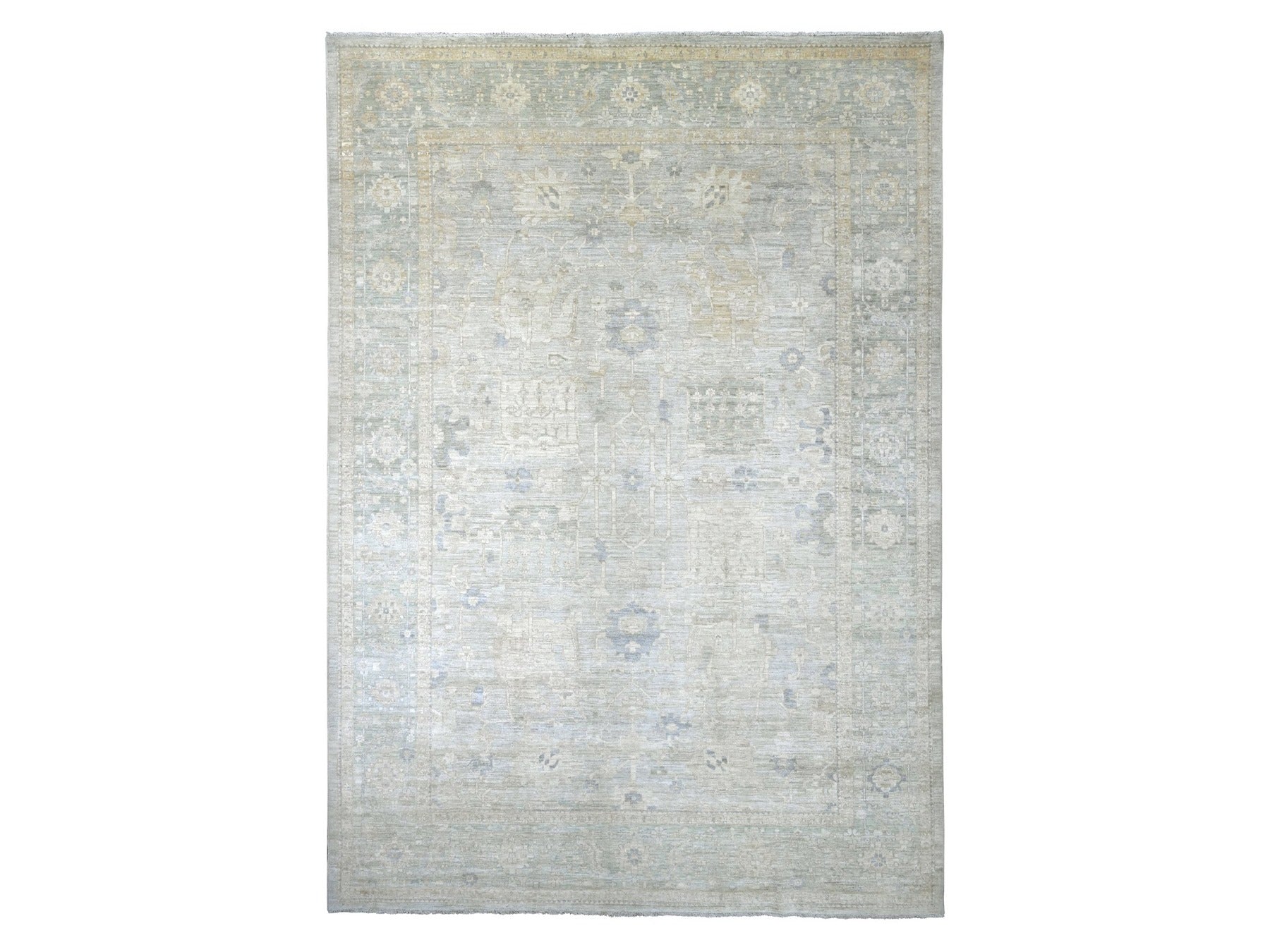 Grey 9'10" x 13'10" Oushak And Peshawar Hand knotted Wool Rug - Sku: O022713