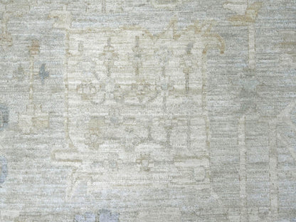 Grey 9'10" x 13'10" Oushak And Peshawar Hand knotted Wool Rug - Sku: O022713