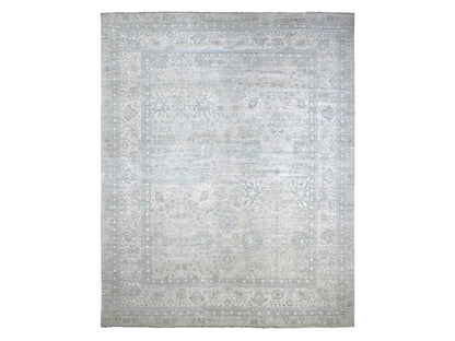 Tabriz Oushak hand-knotted wool rug in Gray & Ivory, 11'7" x 14'6" — SKU O022714