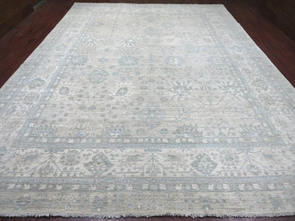 Tabriz Oushak hand-knotted wool rug in Gray & Ivory, 11'7" x 14'6" — SKU O022714 (view 2)