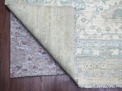 Tabriz Oushak hand-knotted wool rug in Gray & Ivory, 11'7" x 14'6" — SKU O022714 (view 4)