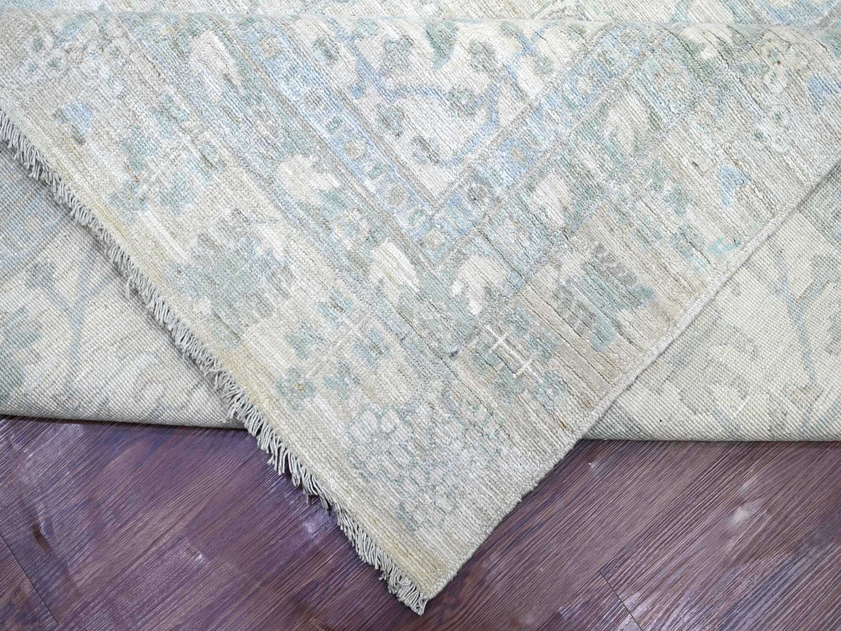 Tabriz Oushak hand-knotted wool rug in Gray & Ivory, 11'7" x 14'6" — SKU O022714 (view 6)