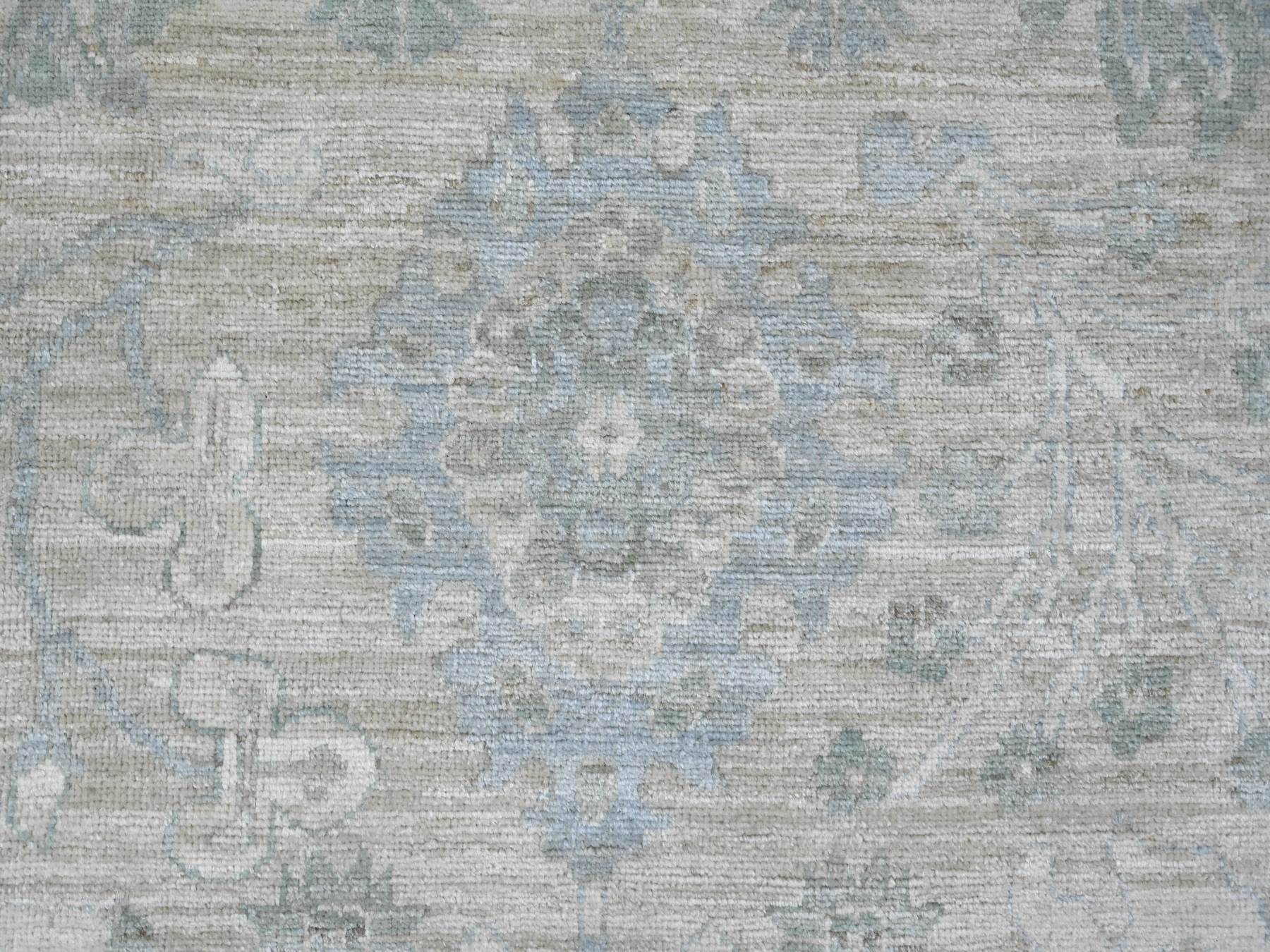 Tabriz Oushak hand-knotted wool rug in Gray & Ivory, 11'7" x 14'6" — SKU O022714 (view 8)