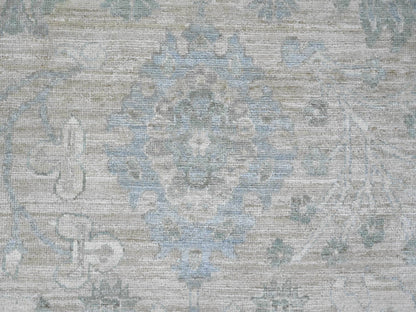 Tabriz Oushak hand-knotted wool rug in Gray & Ivory, 11'7" x 14'6" — SKU O022714 (view 8)