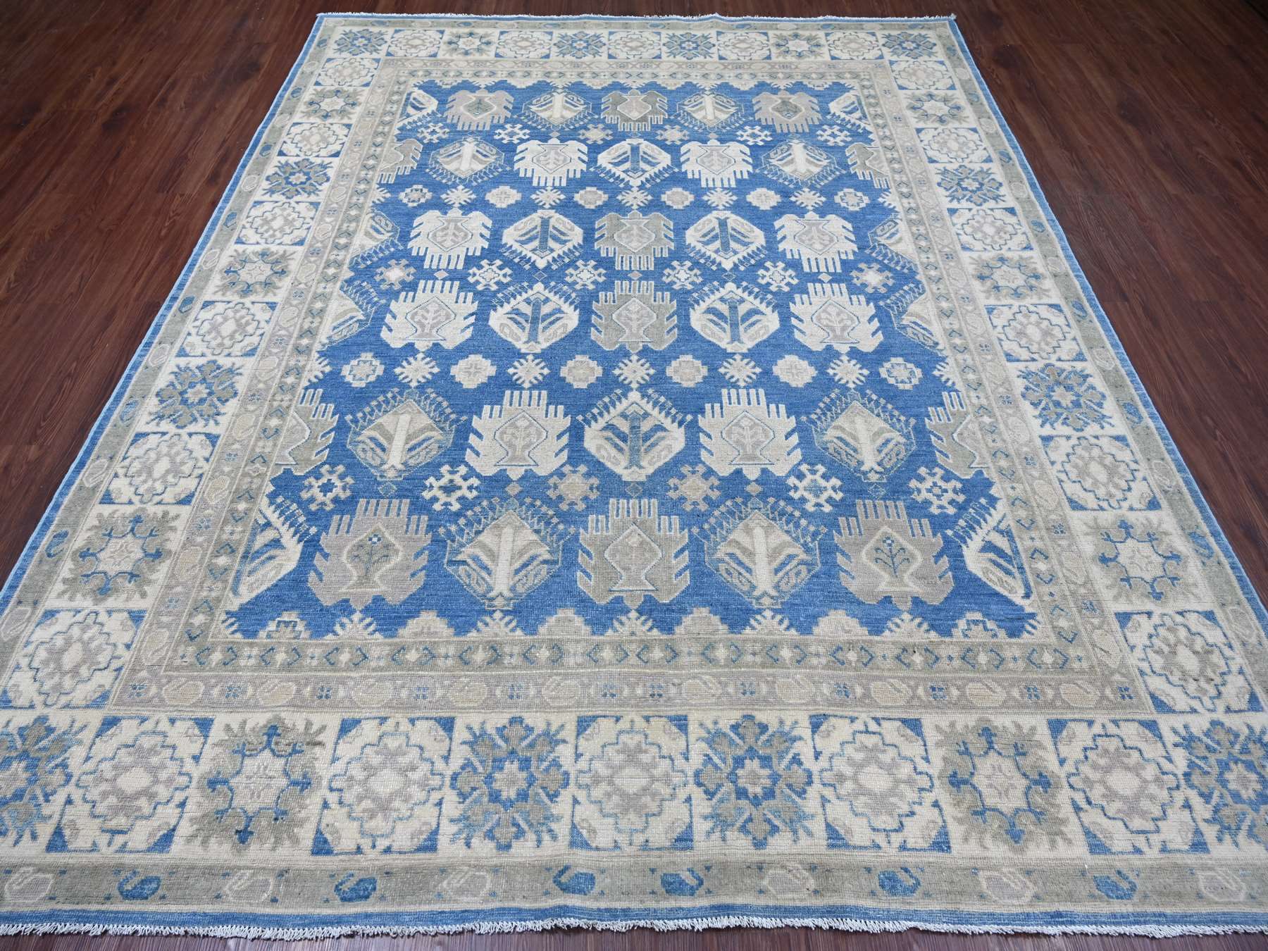 Blue 7'10" x 9'7" Kazak Hand knotted Wool Rug - Sku: O022716
