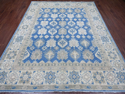 Blue 7'10" x 9'7" Kazak Hand knotted Wool Rug - Sku: O022716