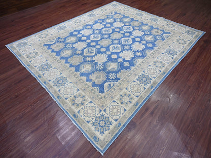 Kazak Kazak hand-knotted wool rug in Blue & Ivory, 7'10" x 9'7" — SKU O022716 (view 3)