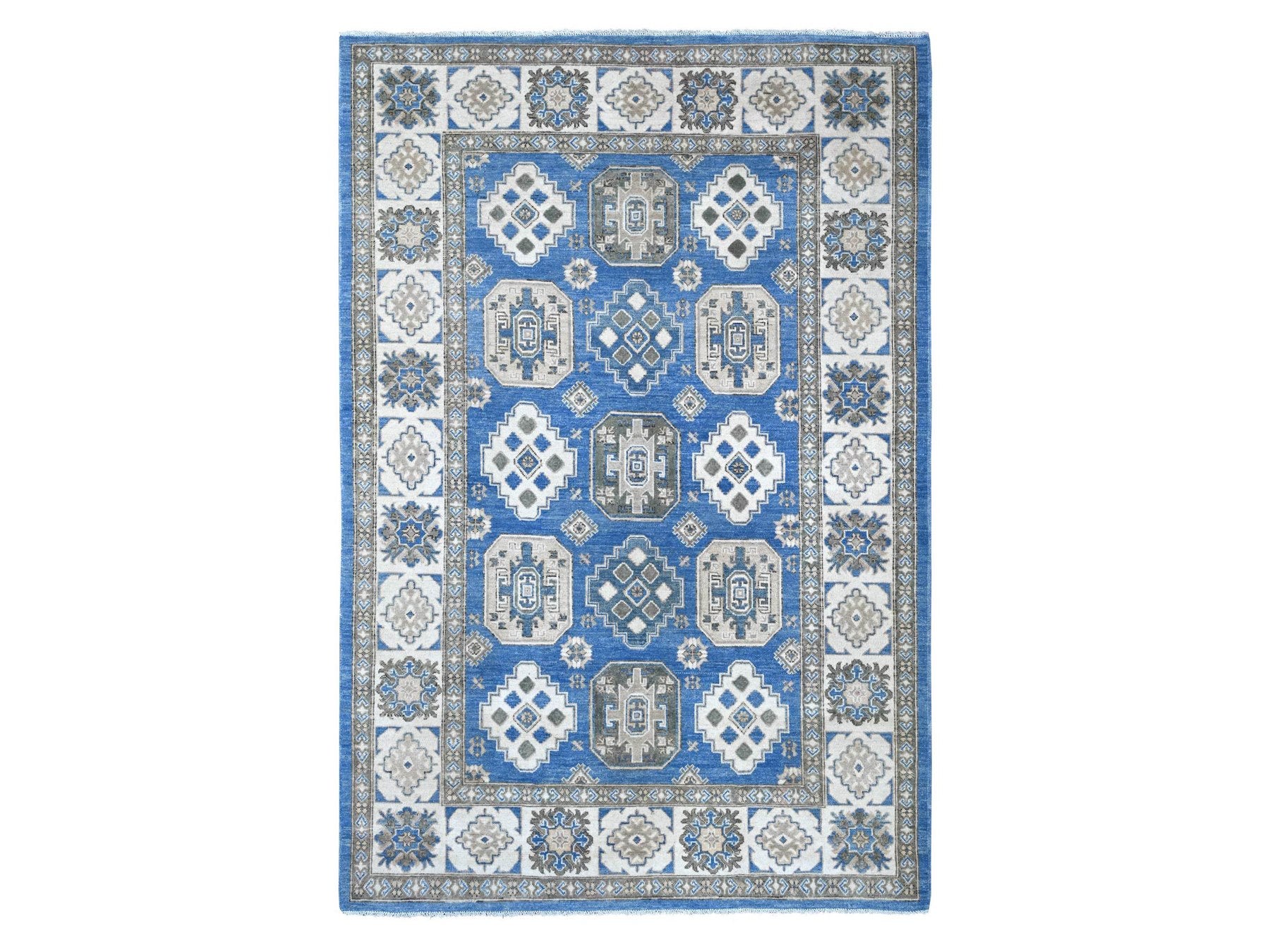 Blue 5'10" x 8'9" Kazak Hand knotted Wool Rug - Sku: O022717