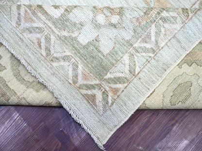 Green 12'0" x 15'7" Oushak And Peshawar Hand knotted Wool Rug - Sku: O022719