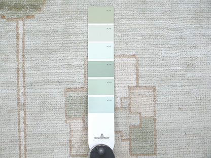 Green 12'0" x 15'7" Oushak And Peshawar Hand knotted Wool Rug - Sku: O022719