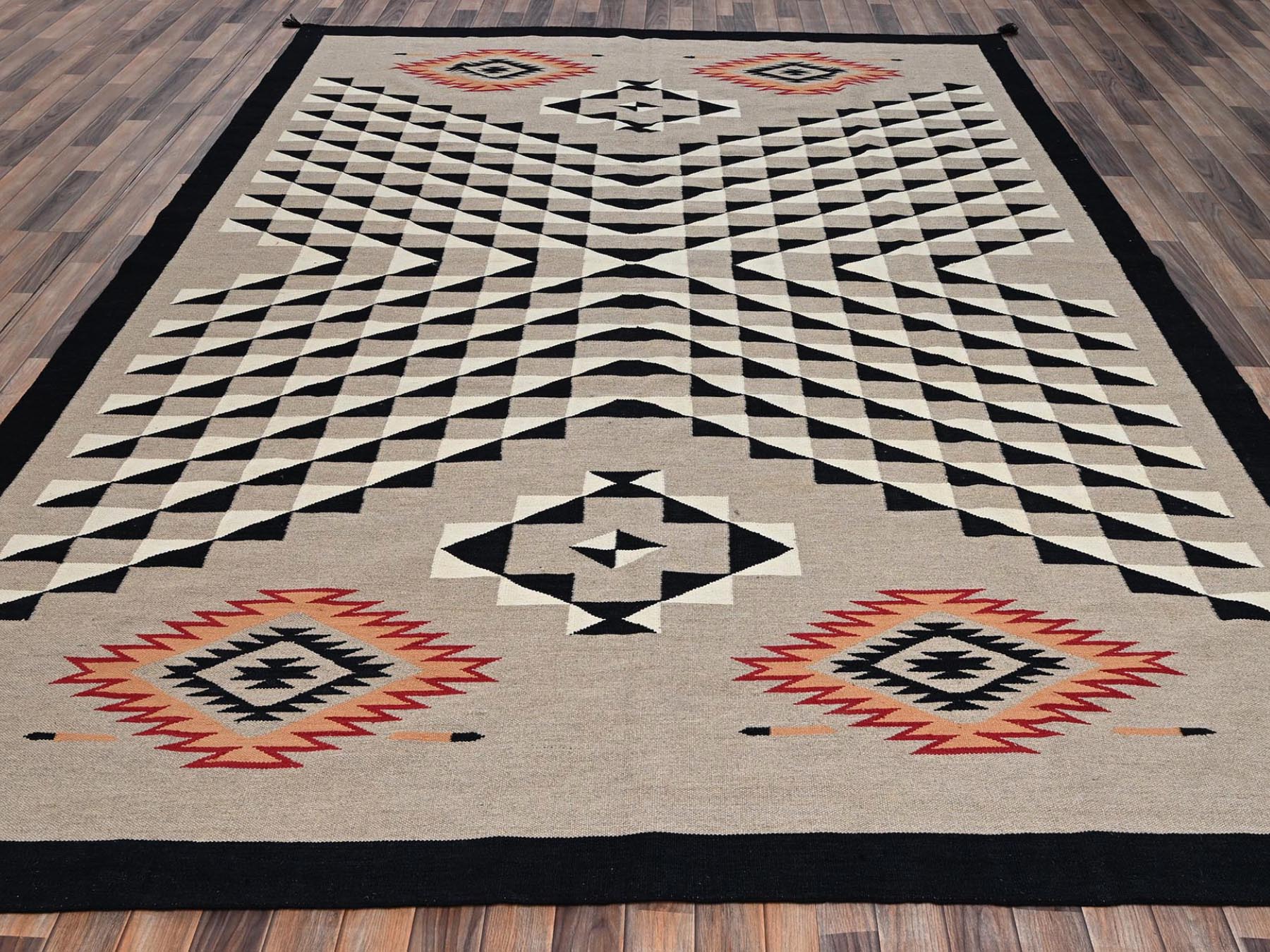 Brown 8'11" x 11'10" Flat Weave Hand woven Wool Rug - Sku: O02271