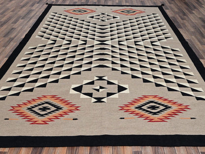 Brown 8'11" x 11'10" Flat Weave Hand woven Wool Rug - Sku: O02271