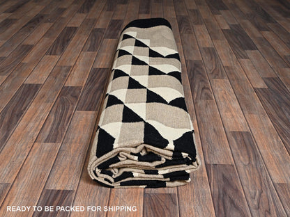 Brown 8'11" x 11'10" Flat Weave Hand woven Wool Rug - Sku: O02271