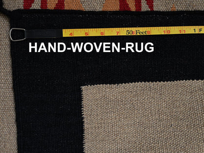 Brown 8'11" x 11'10" Flat Weave Hand woven Wool Rug - Sku: O02271