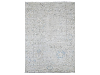 Grey 6'1" x 8'10" Oushak And Peshawar Hand knotted Wool Rug - Sku: O022721