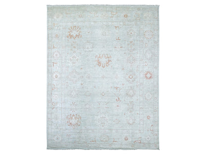 Green 8'9" x 11'8" Oushak And Peshawar Hand knotted Wool Rug - Sku: O022722