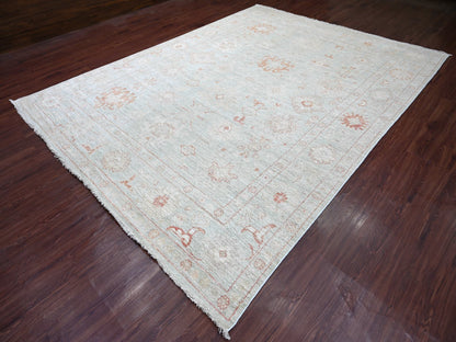 Green 8'9" x 11'8" Oushak And Peshawar Hand knotted Wool Rug - Sku: O022722
