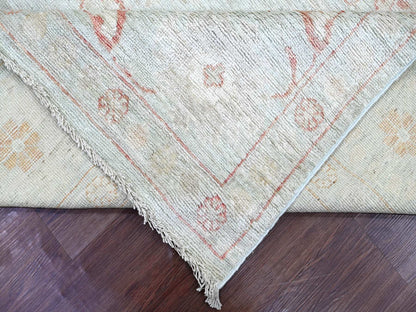 Green 8'9" x 11'8" Oushak And Peshawar Hand knotted Wool Rug - Sku: O022722