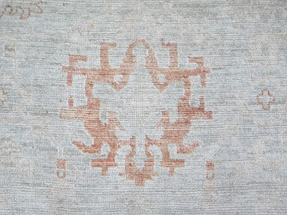 Green 8'9" x 11'8" Oushak And Peshawar Hand knotted Wool Rug - Sku: O022722
