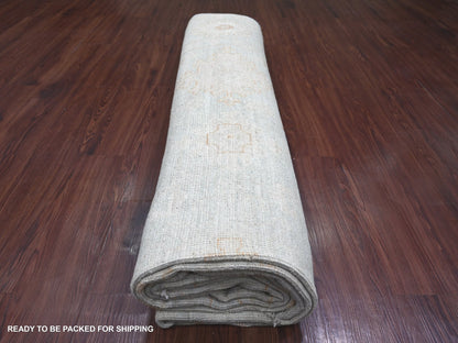 Green 8'9" x 11'8" Oushak And Peshawar Hand knotted Wool Rug - Sku: O022722