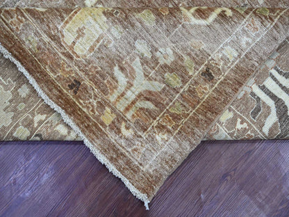Brown 9'6" x 11'8" Oushak And Peshawar Hand knotted Wool Rug - Sku: O022724