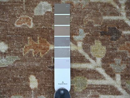 Brown 9'6" x 11'8" Oushak And Peshawar Hand knotted Wool Rug - Sku: O022724