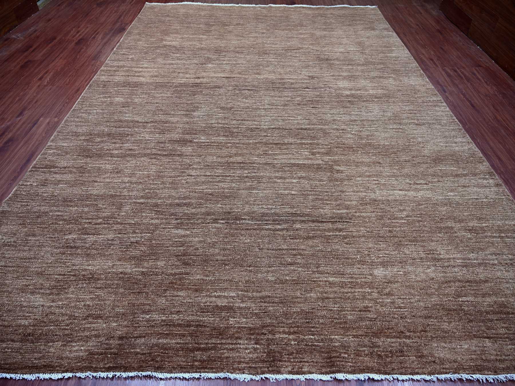 Brown 9'8" x 13'4" Modern and Contemporary Hand knotted Wool Rug - Sku: O022729
