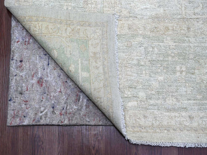 Peshawar Oushak hand-knotted wool rug in Gray & Green, 9'2" x 11'6" — SKU O022732 (view 4)