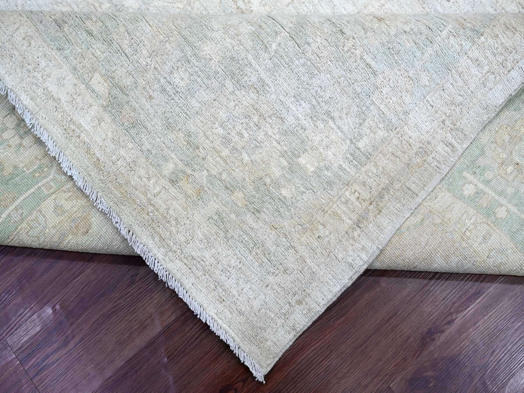 Peshawar Oushak hand-knotted wool rug in Gray & Green, 9'2" x 11'6" — SKU O022732 (view 6)