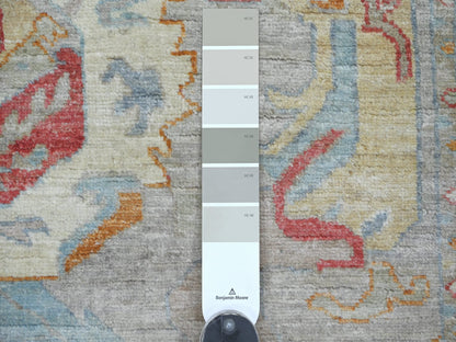 Peshawar Oushak hand-knotted wool rug in Gray & Ivory, 3'10" x 5'9" — SKU O022733 (view 3)
