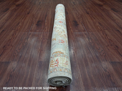 Peshawar Oushak hand-knotted wool rug in Gray & Ivory, 3'10" x 5'9" — SKU O022733 (view 4)