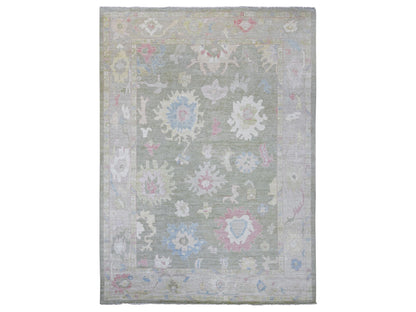 Green 9'11" x 13'8" Oushak And Peshawar Hand knotted Wool Rug - Sku: O022736